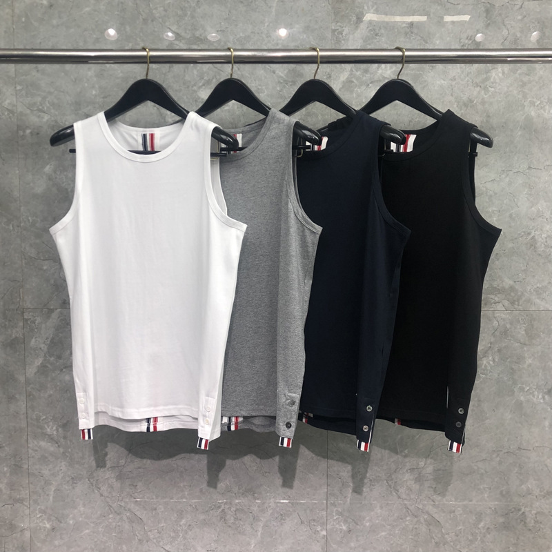 Dongguan Brand Factory Direct Marketing tb Sleeveless Vest Men's Sports Summer Fitness Outer Wear Top Loose Trendy Brand T-shirt