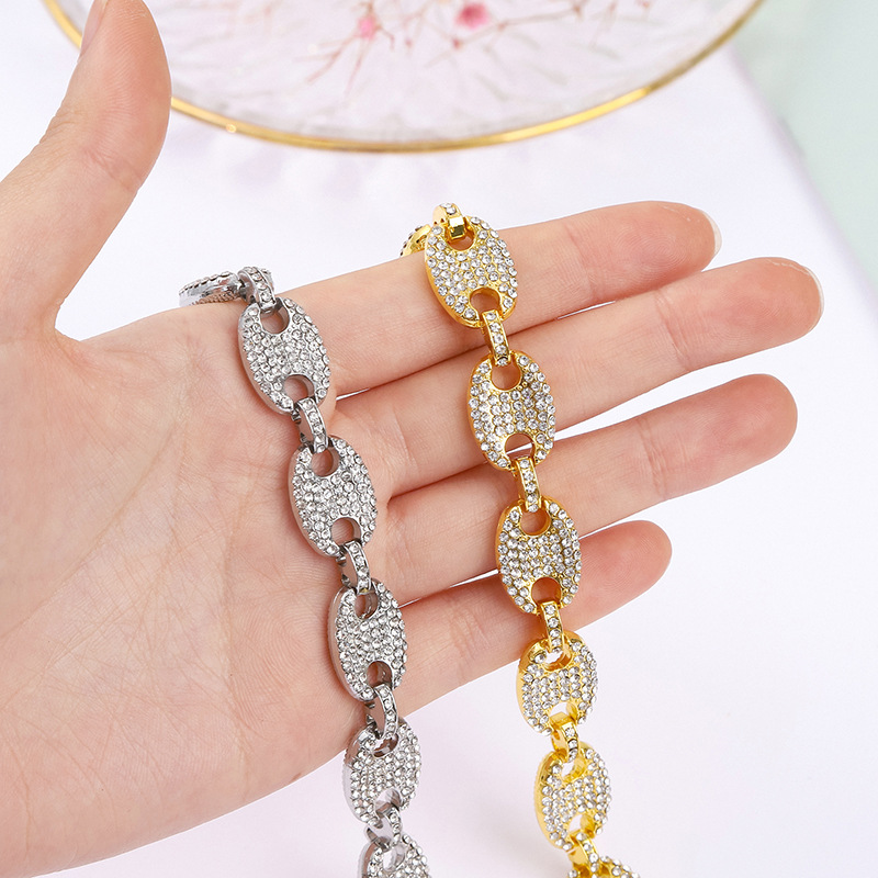 Diamond Coffee Bean Bracelet For Men Cuban Hip Hop Style_voghion.com