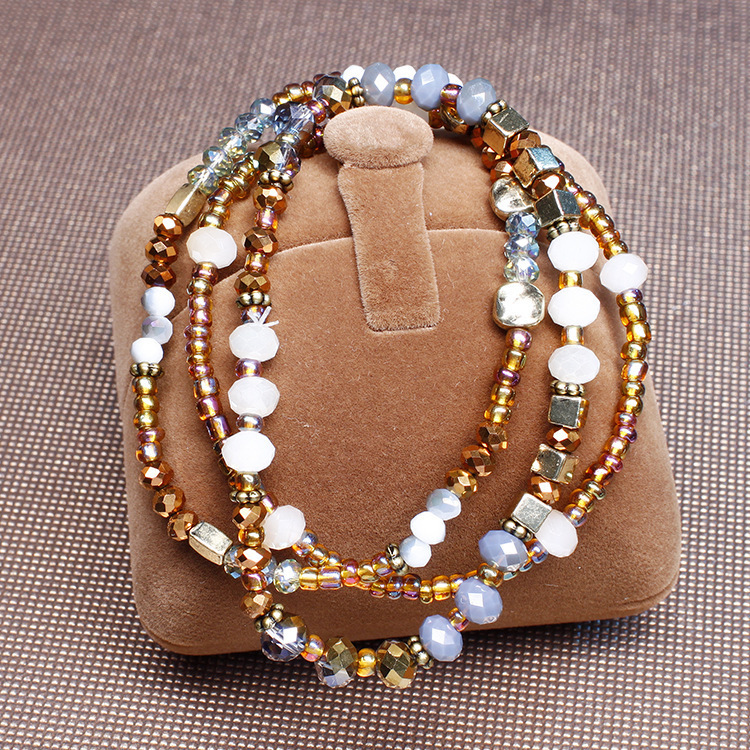 European and American Style Glass Bead Beaded Bracelet Set, Environmentally Friendly Materials, Faceted Cut Glass Beads, Can Be Mixed in Batches