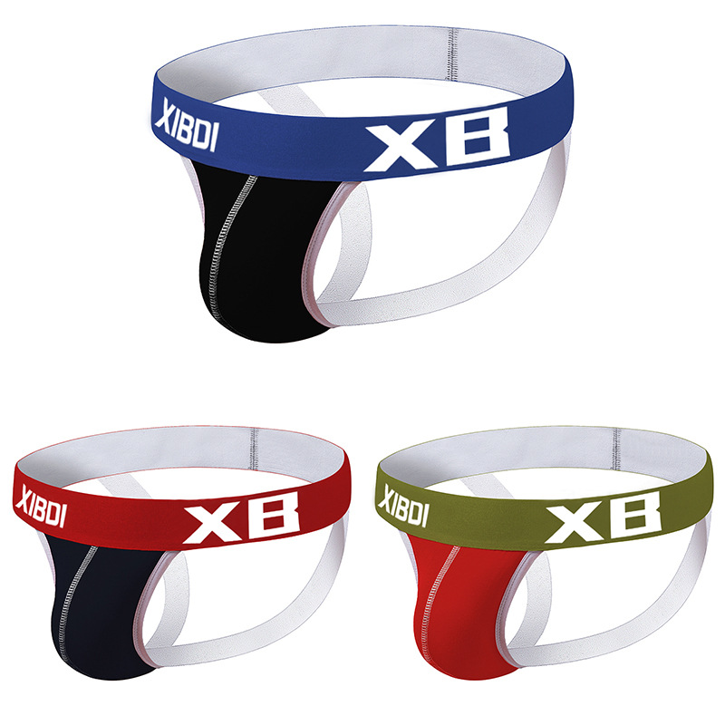 underwear men's cotton breathable fun thong youth men's sexy letters personality free double ding shorts head