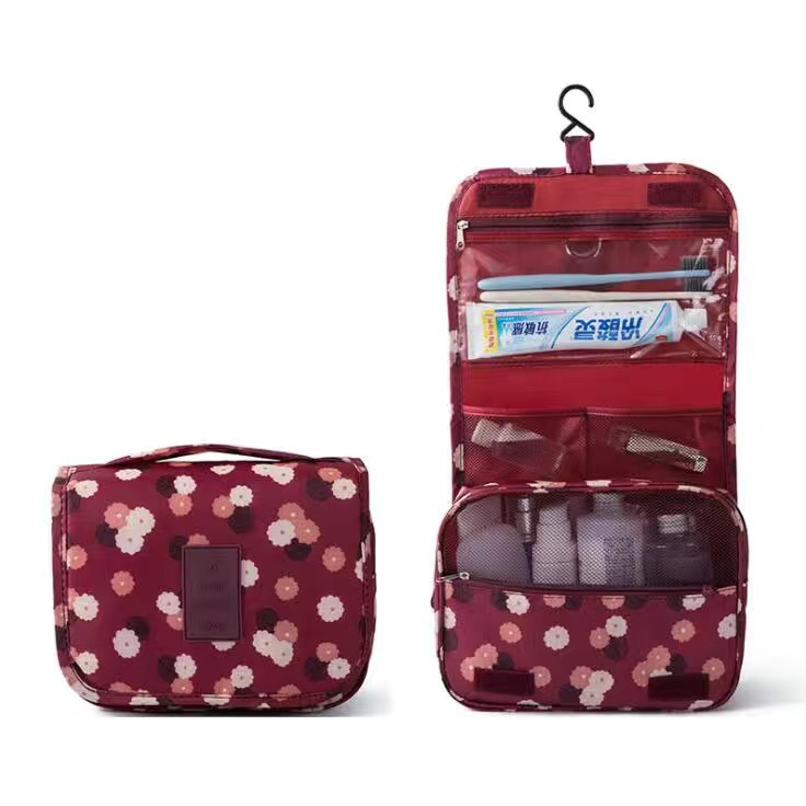 Nueva bolsa de cosméticos de viaje floral bolsa de lavado gancho colgando bolsa de almacenamiento de gran capacidad plegable bolsa de organización portátil
