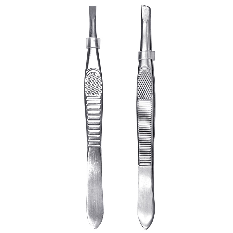 1.2厚不锈钢镜光打边指甲凹条纹眉夹化妆睫毛夹眉钳拔白头发镊子