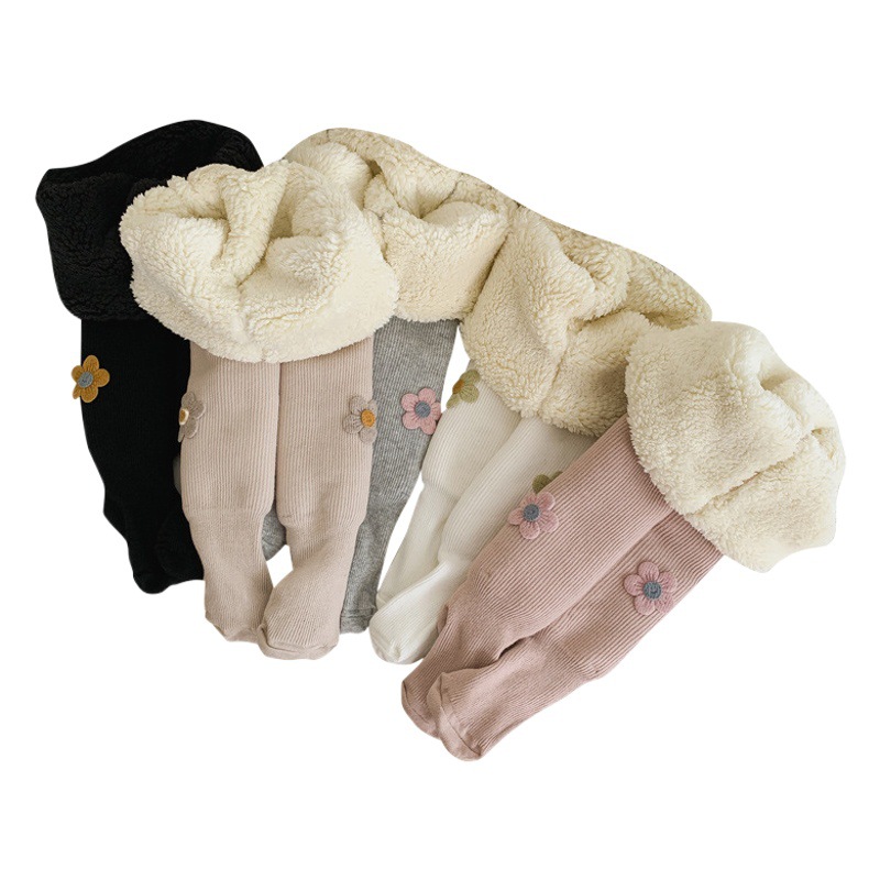 Nuevo Otoño e Invierno forrado de lana gruesa nube de terciopelo cálido desgaste exterior pantimedias de Bebé Pantalones calientes de las niñas pantimedias de los niños