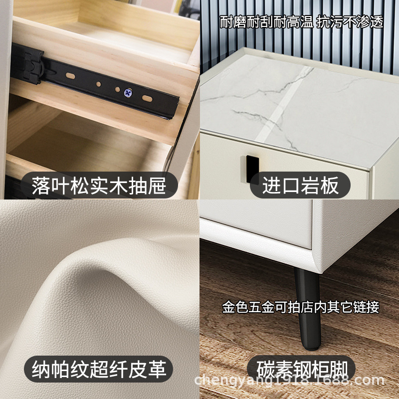 Mesita de noche madera maciza Placa de roca simple moderno Internet celebridad dormitorio mesita de noche protección del medio ambiente todo partido gabinete de almacenamiento mesita de noche