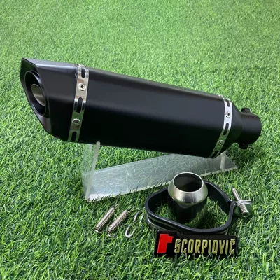 Round Tail Small Hexagon Motorcycle exhaust pipe - 370-small-hexagonal-round-mouth-all-black