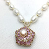 Organic pendant from pearl, gold-plated crystal, wholesale, golden color