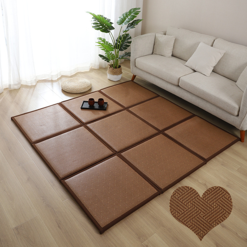 Alfombras de ratán tejidas para verano, fáciles de ensamblar, alfombras frescas para casas de huéspedes, alfombras de cobertura completa para salas de estar, alfombras para dormitorios, suministro directo del fabricante.
