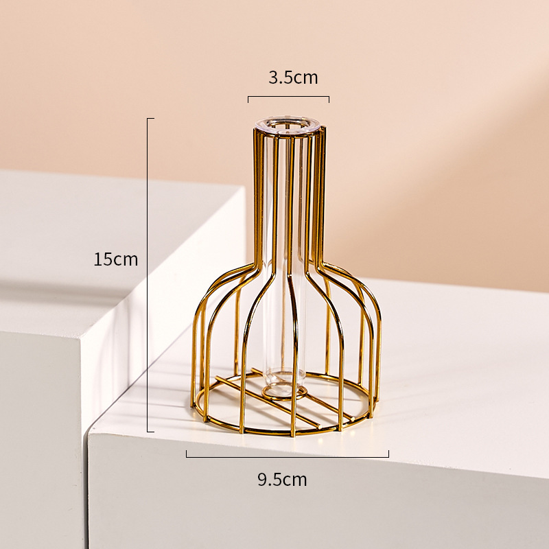 Decoración de vasijas modernas simples ligeras de lujo hogar sala de estar dormitorio comedor decoración de metal tubo de ensayo vasijas hidropónicas