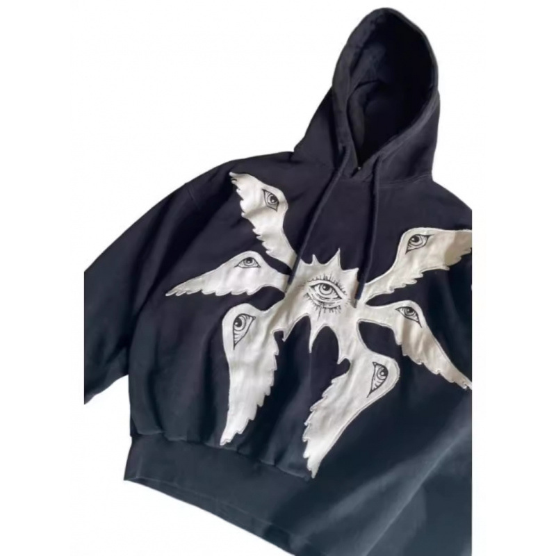 Y2K Gothic Angel Print Oversized Hoodie – Dark Aesthetic Unisex Pullover, Vintage Streetwear With 3D Embroidery_voghion.com
