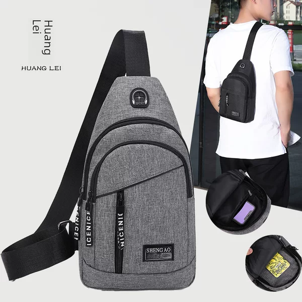 Chest Bag, Single Shoulder Crossbody Bag, Solid Color Oxford Cloth Shoulder Bag, Waterproof Chest Bag for Commuting, Casual Business, and Daily Use