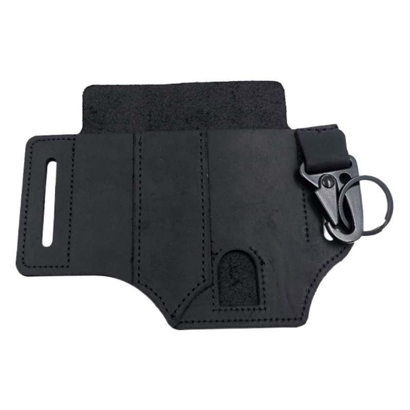 En stock EDC herramienta táctica al aire libre caso de cuero linterna plegable cuchillo Funda de cuero equipo de supervivencia al aire libre bolso de la cintura