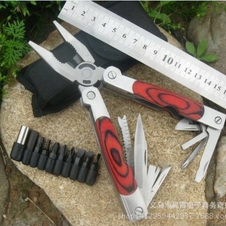 彩木柄多功能钳子   多功能折叠钳子 带批头支持1件代发