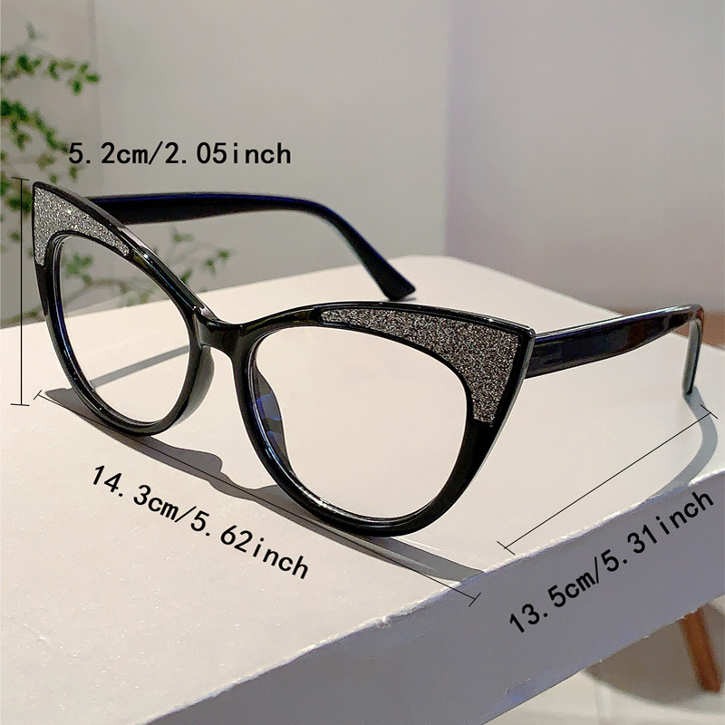 Katzenauge großer Rahmen personalisierte Kontrastfarbe Anti-Blaulicht-Brille trendige hochwertige No-Grade-Flachspiegel_voghion.com