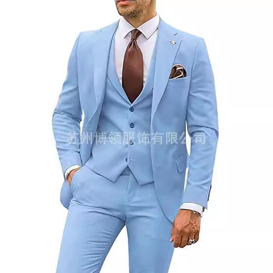 男式西装 3 件套修身西装男式休闲婚礼舞会礼服正式商务西装宴会