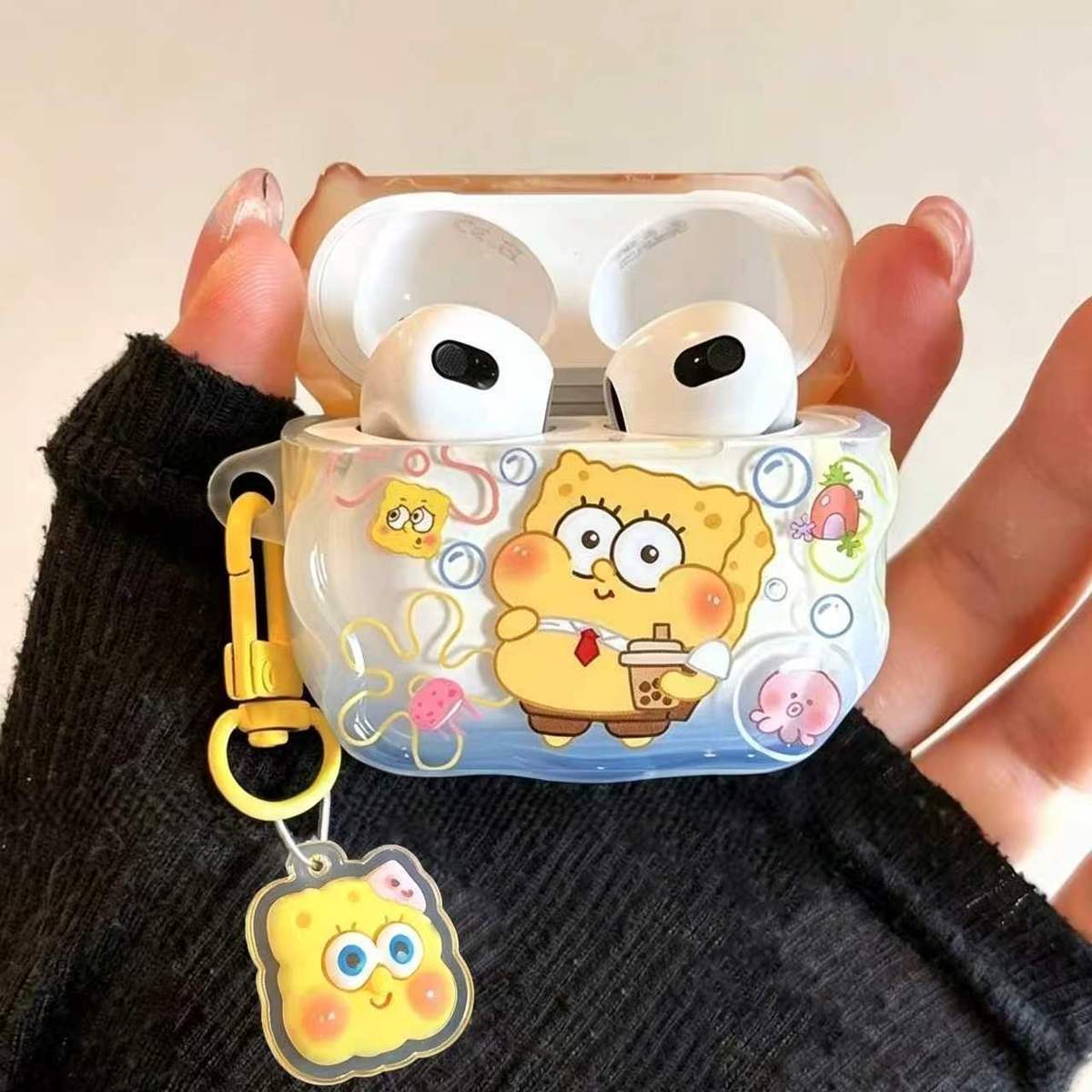 Cute SpongeBob Pie Big Star para AirPods 4 generación de auriculares Bluetooth AirPodPro3 cubierta 5