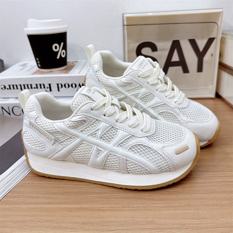 Sneakers, universal white shoes, footwear, Korean style, genuine leather, 6cm