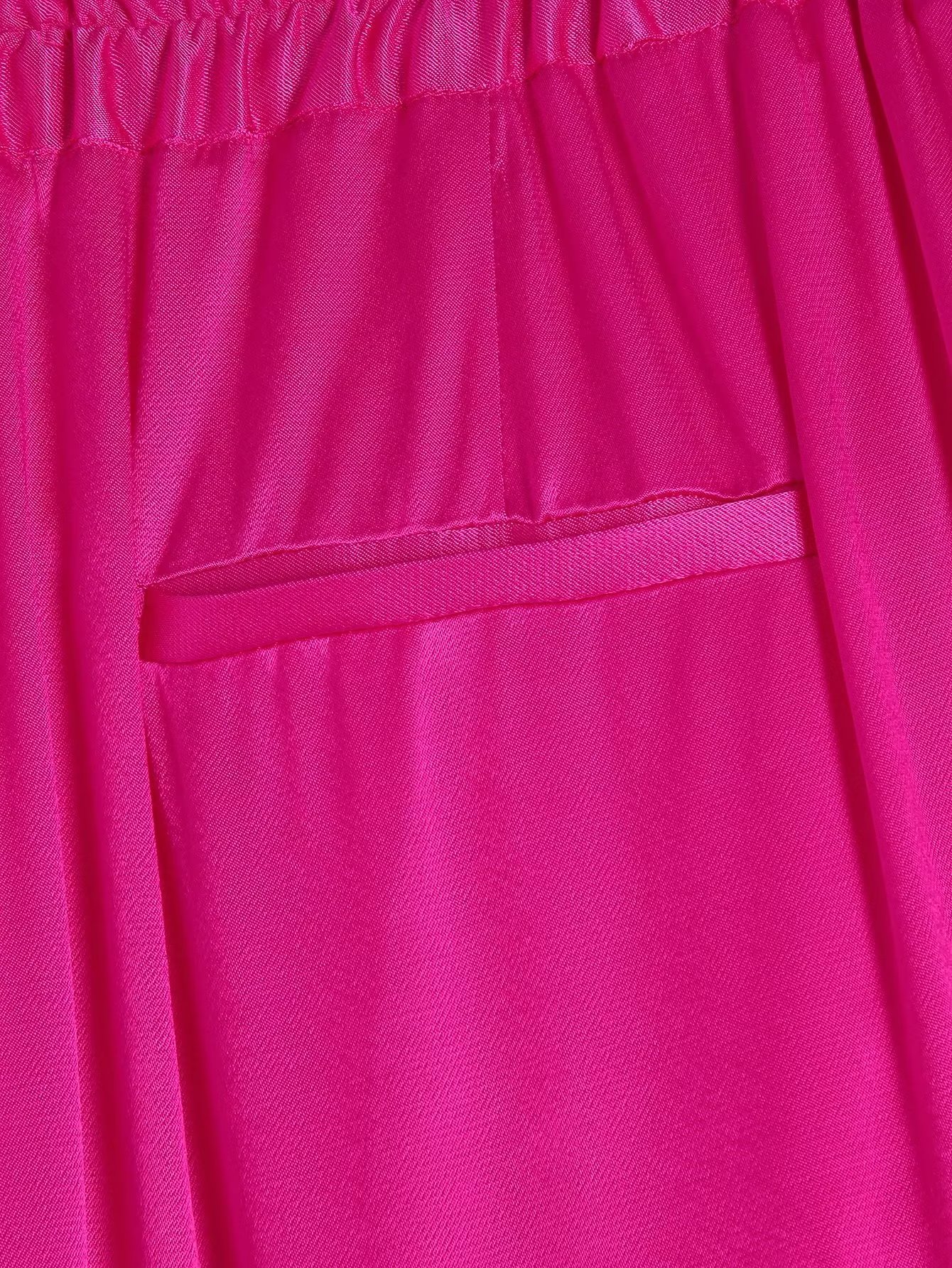 solid color high waist silk satin texture wide leg pants NSAM135772