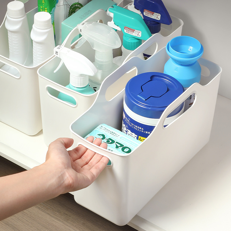 Portable Storage Basket, Laundry Room, Sundries, Cleaning Supplies, Multi-Functional Plastic Basket with Handle, Cabinet Organization and Storage Basket