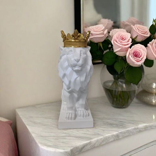Direct supply of cross-border new faceted crown lion ornaments living room entrance creative light luxury Nordic home decorations