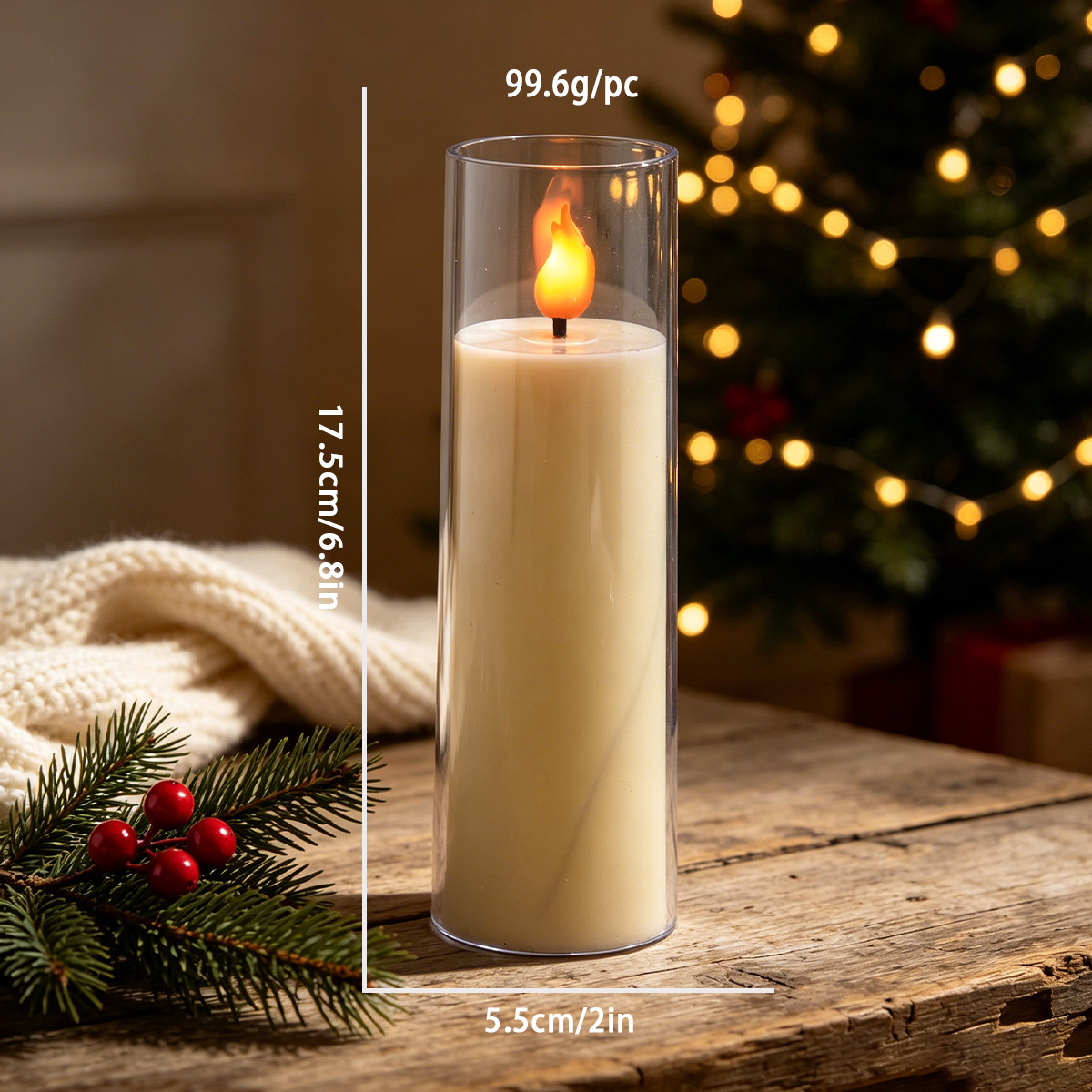 Vela acrílica popular de Amazon, vela electrónica LED transfronteriza con taza, ambiente de llama simulada parpadeante.