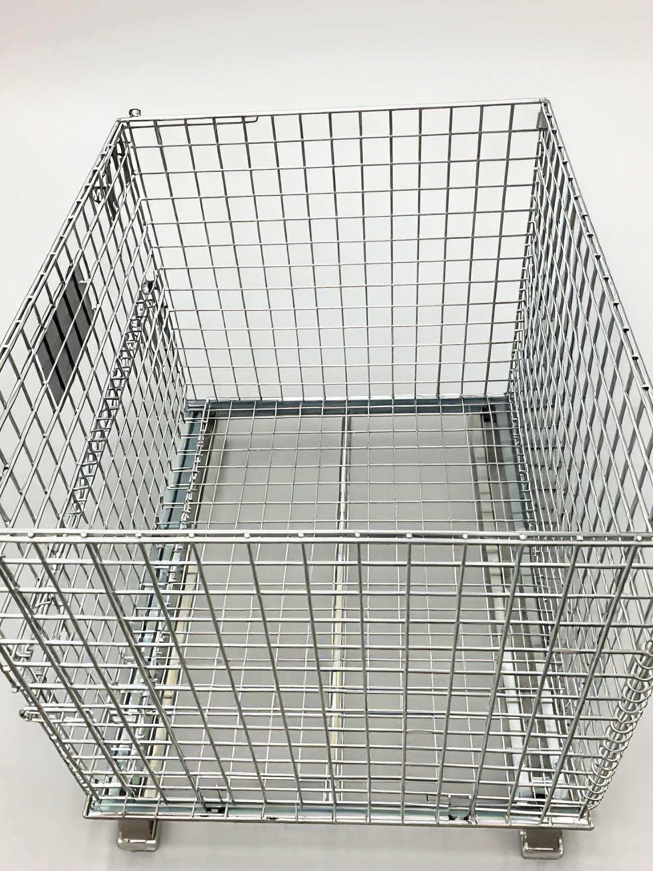 仓储笼折叠铁框物流周转箱铁丝笼带轮可移动网筐蝴蝶笼铁板箱