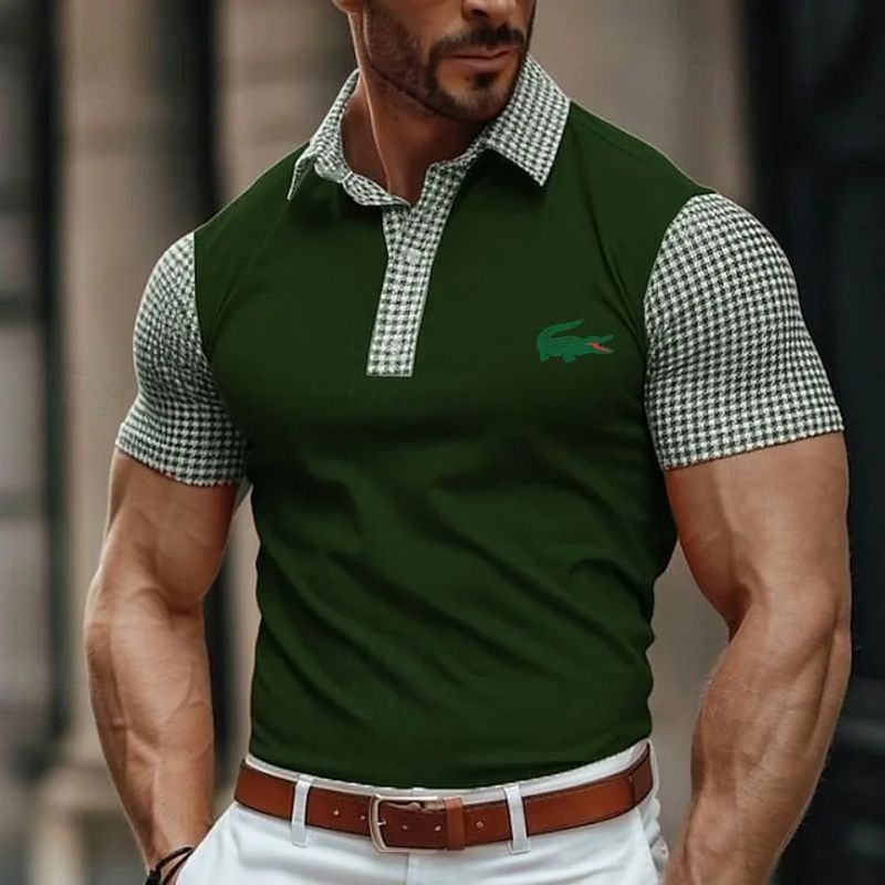 Nueva camisa de golf europea y americana transfronteriza camisa de polo con estampado de letras de manga corta color sólido gráfico 3d camisa POLO de tres botones