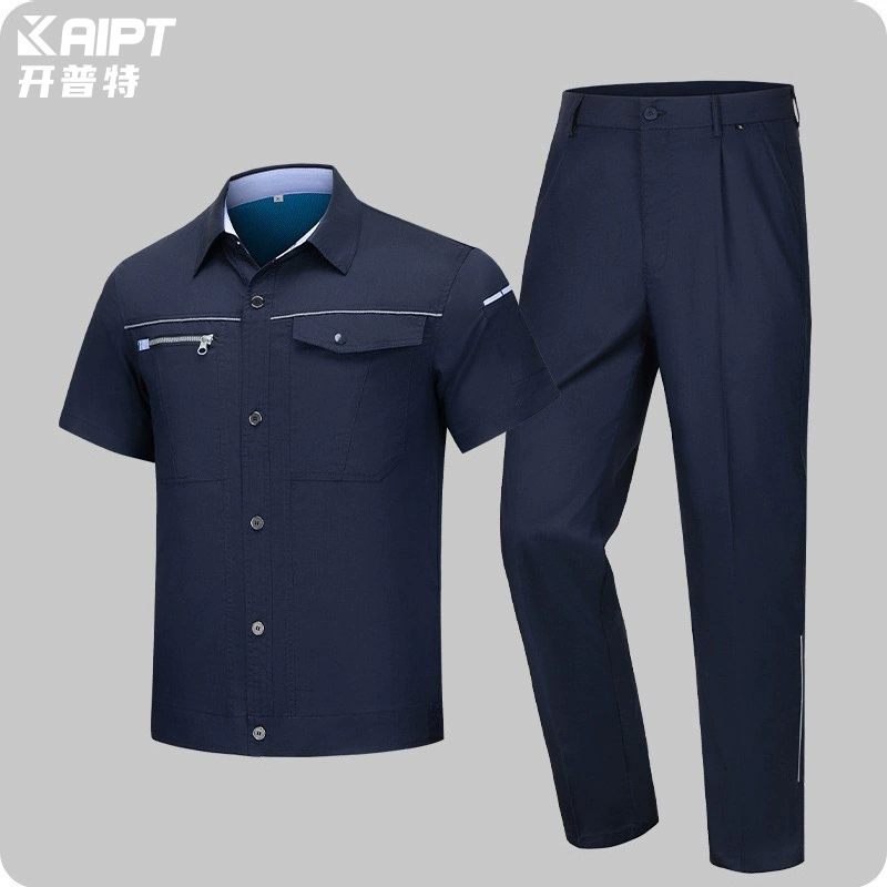 Трансграничная летняя рабочая одежда с короткими рукавами из бамбукового волокна, износостойкая, дышащая, с принтом, изготовленная на заказ для рабочих мастерских, в качестве спецодежды для защиты труда.