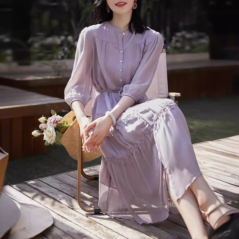 In-Stock Elegant High-Quality Dress Fashion French High-End Style Summer New Mid-Length Dress for Women