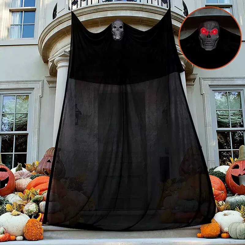 Halloween Decoration Big Hanging Ghost Voice Control Voice Luminous Mask Ghost Hanging Ghost Outdoor Haunted House Chamber of Secrets Horror Props
