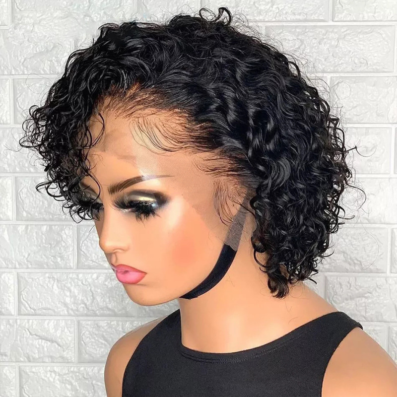 Elf hair set 13x1 pixie cut wig real human hair front lace wig 100% human hair
