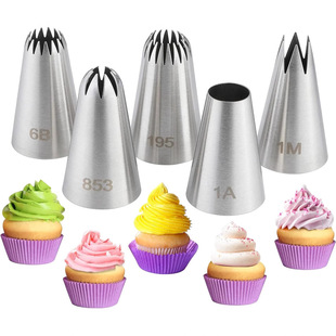 Cross-Border 5-Piece Decorating Nozzle Set 304 Stainless Steel Decorating Nozzle Cookie Cream Nozzle Pastry Cake Decoration Kit