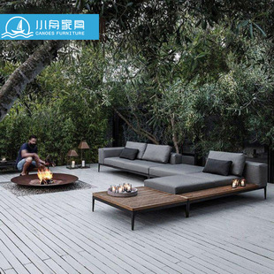 Outdoor Sofa Courtyard Garden Hotel Creative Rattan Bamboo Sofa Chair Coffee Table Combination Nordic Villa Leisure Furniture