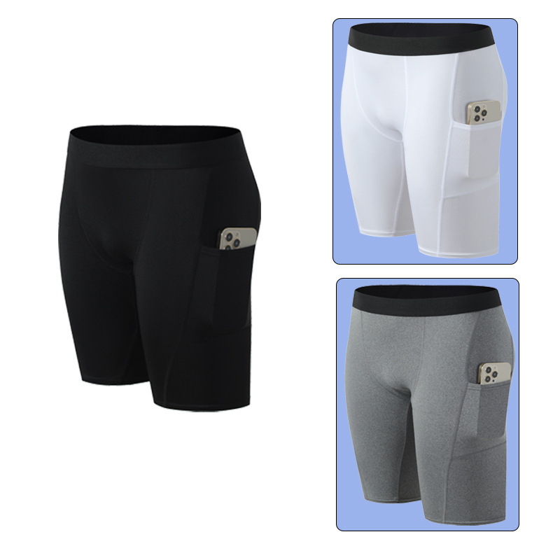 Fitness Shorts Tight Sports Pants High Elastic Running Training Compression Quick-drying Pocket Men's Short Leggings Basketball