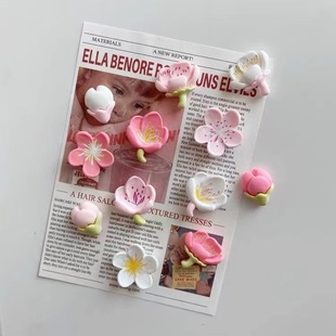 Small Fresh Peach Blossom Flower Refrigerator Sticker Magnetic Sticker Pastoral Creative Message Board Sticker Refrigerator Door Decoration Magnetic Sticker