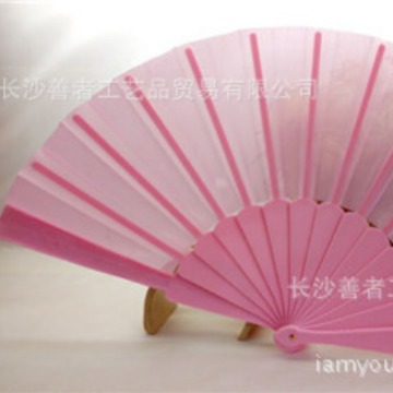 En stock de plástico de hueso de color sólido plano ventilador plegable liso español ventilador de plástico de color sólido ventilador de tela Negro estilo europeo