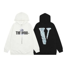 VLONE JERRY POP SMOKE THE WOO玫瑰花字母大V男宽松休闲连帽卫衣