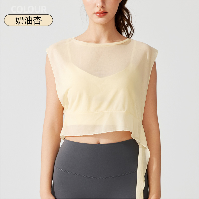 Camisa deportiva europea y americana sin mangas correr gimnasio mangas cortas respirantes chaleco de secado rápido primavera y verano mujer chaleco de yoga image 8