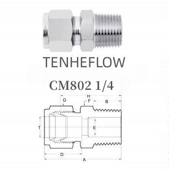 TENHEFLOW空调直通管接头CM802不锈钢螺纹快装直通接头1/4