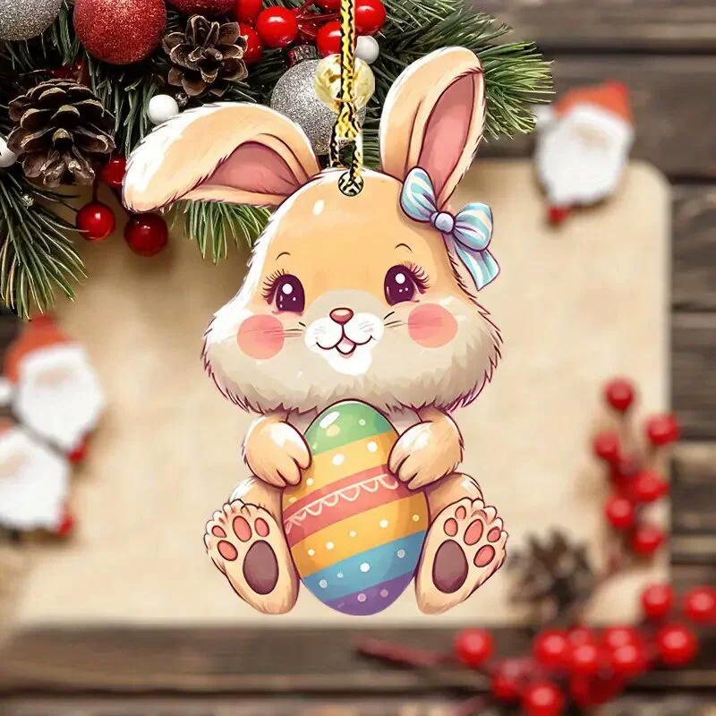 Трансграничный Amazon новый кулон в виде яйца и кролика 2D плоский акриловый декоративный кулон автомобильный подвесной рюкзак аксессуары украшения