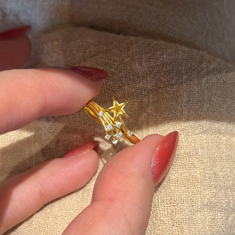 小红书爆款碎焰星途戒指小众设计轻奢百搭气质璀璨锆石流星指环女|undefined