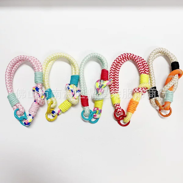 New Japanese and Korean mobile phone case pendant anti-drop personalized rope with keychain tide bag hanging rope with bag knotted short rope hanging