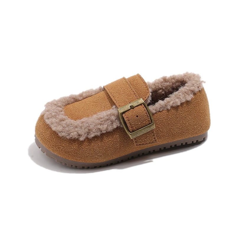 Детская зимняя утеплённая обувь, тёплые джинсы для мальчиков и девочек, модная флисовая повседневная обувь, западный стиль, корейский стиль