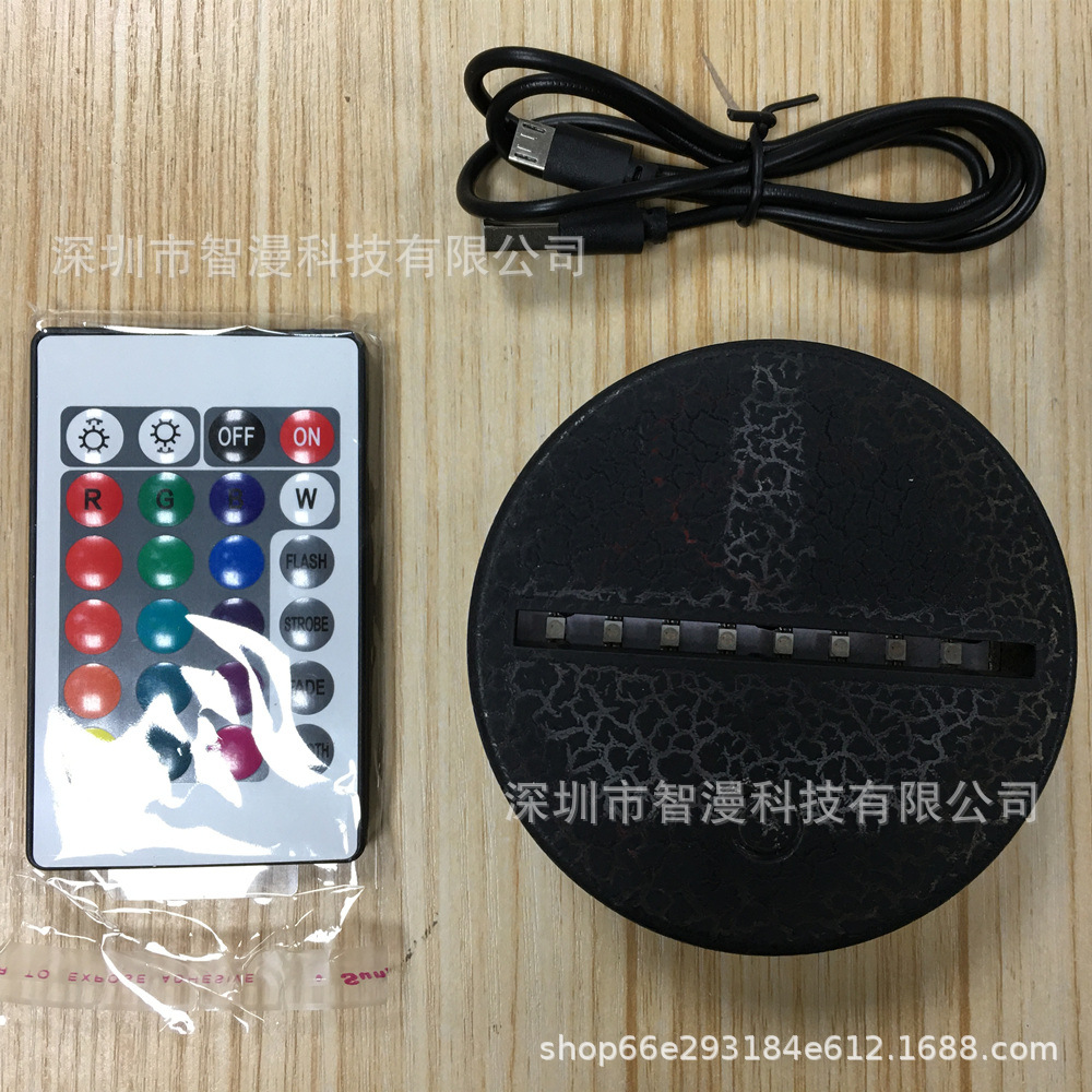 Base de luz nocturna nueva base de carga USB creativo control remoto táctil 3D noche luz LED lámpara de mesa base