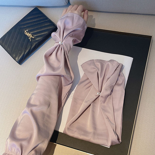 High-end satin pearl button sun protection sleeves for female intellectual office workers, office sleeves, driving sun protection arm protection