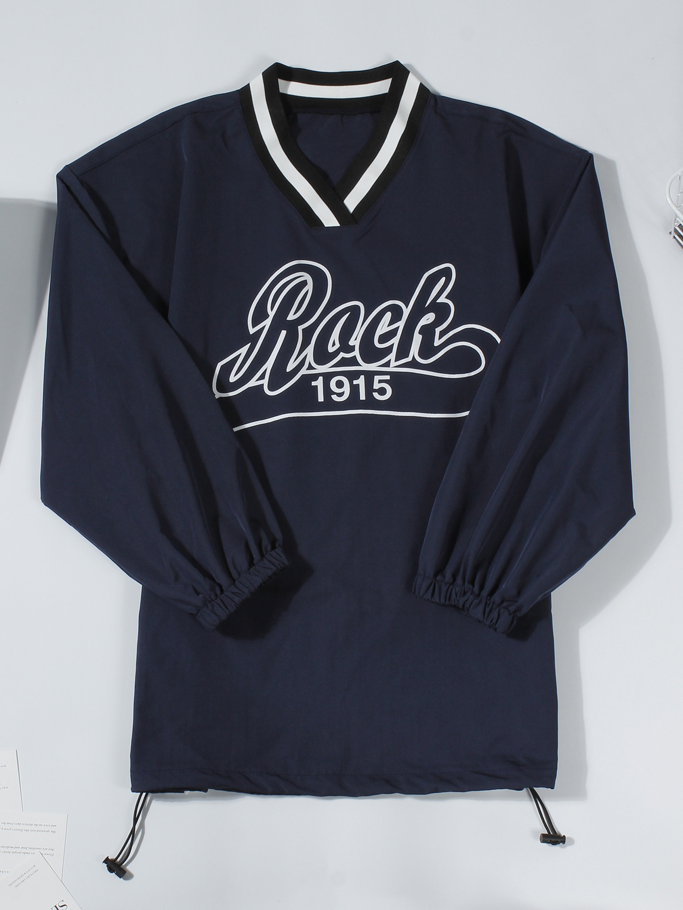 Felpa con scollo a V, stile americano, moda casual da strada, da donna, con stampa a lettere e blocchi di colore, ampia e larga_voghion.com