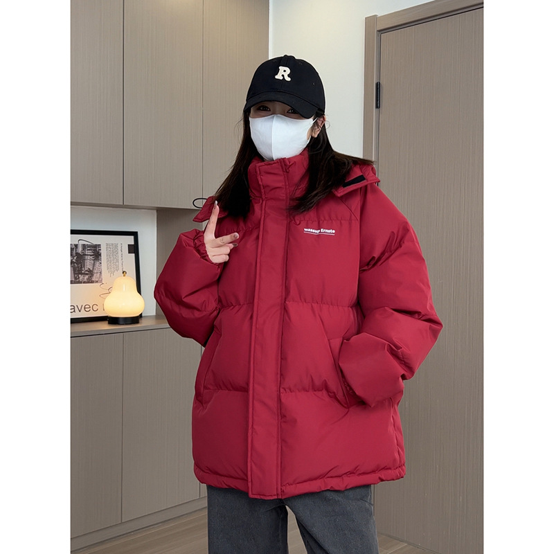 宽松棉衣学生女连帽可拆卸冬季保暖百搭加厚棉服情侣面包服外套潮