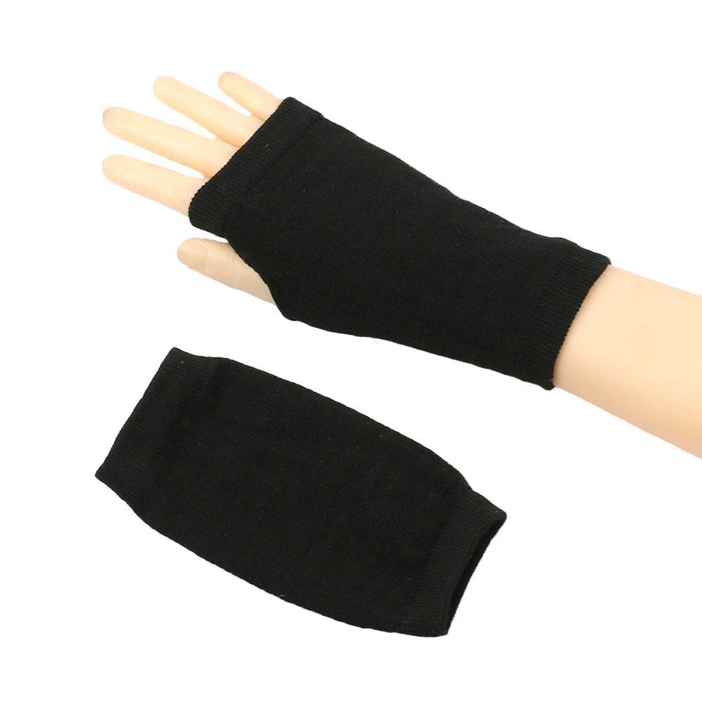 Mangas de muñeca abiertas a rayas para hombres y mujeres, tejido fino, guantes cortos de escritura para niños, color sólido, para hacer uno mismo_voghion.com