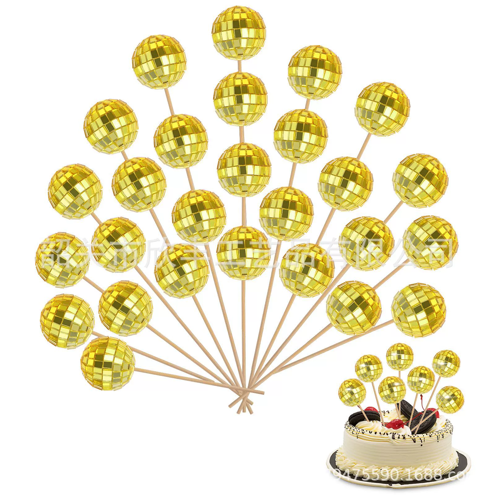 Золото Серебро диско шар с деревянной палкой зеркальный шар новогодний шар торт украшение шара плагин диско шар