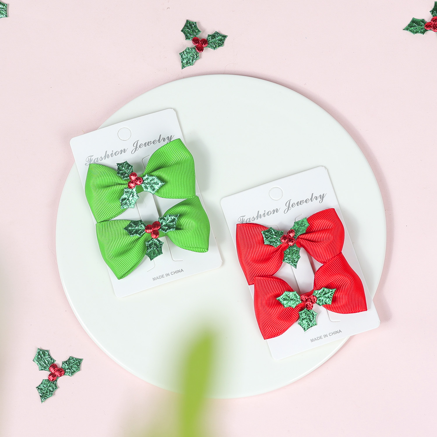 Hair Clip Hair Accessories Type Christmas Ethnic Style Kid'S Solid Color Bow Knot Hair Clip