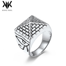 跨境亚马逊欧美风埃及金字塔荷鲁斯之眼不锈钢法老戒指男士扳指环